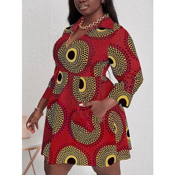 Geo Print Mini Dress- Size 4XL - Picture 2 of 6